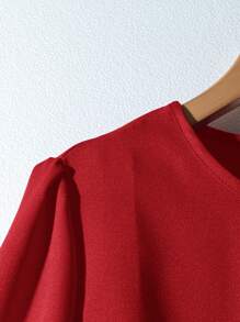 Rusticease Camisa de manga media de unicolor casual para el Año Nuevo, otoño - Rojo - Ver 4