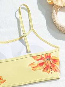 SHEIN Girls' 3pcs Swimsuit Set, Cute Butterfly Decor Split Swimwear With Adjustable Straps & Skirt - Multicolor - View 4