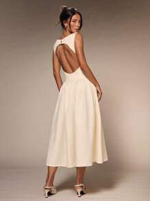 Glamine 女士露背连衣裙，优雅夏季海滩派对连衣裙无袖长上衣