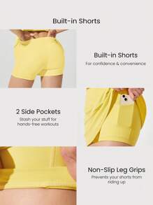 GLOWMODE FeatherFit™-Air Peekaboo 日常内置短裤口袋防滑连衣裙轻度支撑低冲击瑜伽工作室春季连衣裙夏季速干吸湿排汗 - Golden Glow - 查看 6