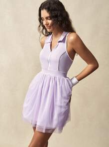 VARSIVA Women's Mesh Panel Mini Sports Dress - Multicolor - View 3