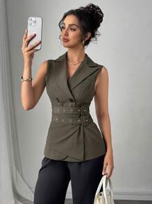 Modelyn Blazer dal design moderno e urbano alla moda con doppia cintura per donne