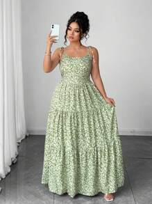 Elenzga Elegant Green Ditsy Floral Backless Dress For Women,Casual Summer Dress Women Dresses Elegant Gown Women Birthday Outfit Women Casual Dress Women Summer Clothing Women Plus Sun Dress