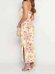 INAWLY 大码女式夏季假日碎花抹胸连衣裙 - 彩色 - 查看 2