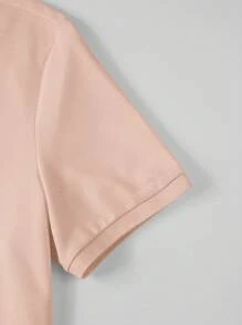 Manfinity Mode Camisa Polo de Manga Curta, Simples, de Cor Sólida, para Homens
