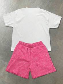 PAVTROS Bộ áo thun cổ tròn tay ngắn và quần short cho nam, thiết kế tối giản cho mùa hè - Nhiều màu - Xem 2