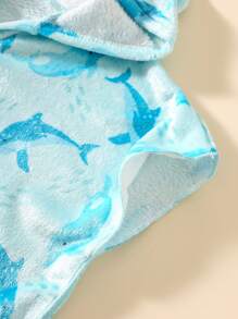 SHEIN 男婴可爱卡通印花连帽泳衣罩衫，适合夏季海滩度假