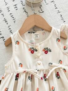 SHEIN LMoss Kids 2 件套女婴夏季休闲可爱波尔卡圆点无袖上衣和松紧腰裤套装 - 彩色 - 查看 6