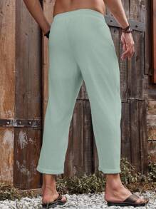 Palmeraft Men's Casual Versatile Solid Color Tapered Pants - Grey - View 2
