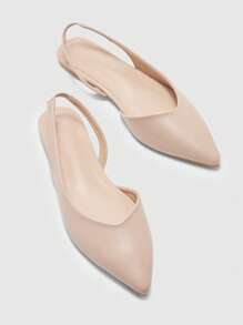CUCCOO BIZCHIC Almond-Color Pointed Toe Flat Shoes For Women - Pink - View 6