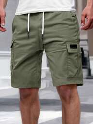 Manfinity Homme Men's Plain Casual Color Drawstring Waist Streetwear Cargo Shorts