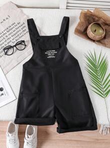 青少年男孩休闲简约字母印花连体短裤，适合春夏季户外旅行和日常穿着 - 彩色 - 查看 8