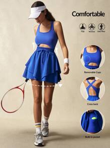 VARSIVA 女士纯色露背挂脖运动连衣裙