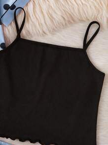 Valentine's 4pcs/Set Girls Solid Pink & Black Dot Print Tee, Leggings, Camisole Casual Homewear Set - Blue - View 4