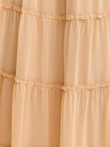 Nöista Falda larga sólida con nudo y volantes, inspirada en el estilo vintage para primavera y verano casual, perfecta para la moda femenina.