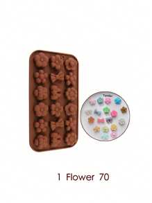 4pcs/Pack Flower, Leaf & Maple Leaf Shaped Silicone Chocolate Molds, Candy Molds, Ice Cube Trays, 3D DIY Jelly Gummy Truffle Cube Cake Baking Mold Kitchen Accessories - Coffee Brown - View 5