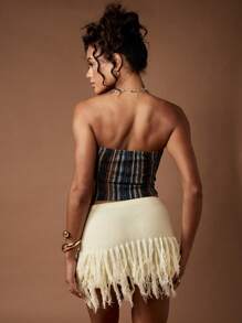 MISSGUIDED 节日钩针抹胸抹胸沙滩装嬉皮波西米亚风镂空夏季海滩俱乐部派对短款露肩针织度假装