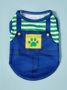PETSIN 2 pezzi/Set Pettorina/Gilet comoda e traspirante con stampa a righe a tema cartone animato gatto e cane