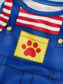 PETSIN 2 pezzi/Set Pettorina/Gilet comoda e traspirante con stampa a righe a tema cartone animato gatto e cane