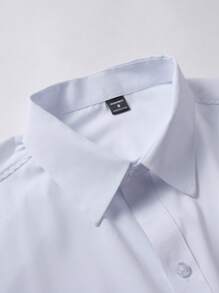 Calvornis Plus Size Men's Casual Business Plain Color Patchwork Pocket Short Sleeve Shirt, Summer - White - View 8