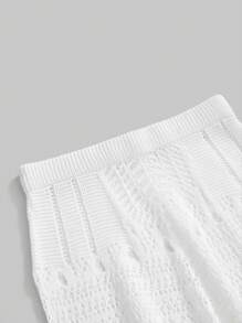 ROMWE 女式嬉皮度假休闲海滩浪漫流苏钩针针织裙 - 白色 - 查看 4