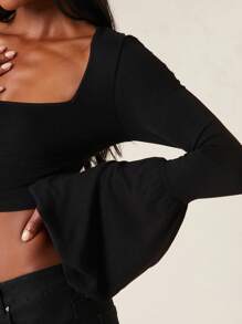 NYA SZN Long Sleeve Top Club Boho Sexy Going Out Brunch Streetwear Everyday Casual Classy Pastel Summer - Black - View 4
