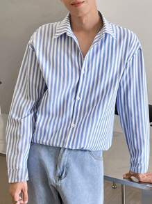 Claim Dot Men's Striped Shirt, Casual And Stylish For Everyday Wear, Fall, Long Sleeve Top