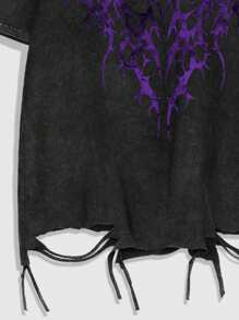 ROMWE MEN Áo thun nam tay ngắn in họa tiết bông tuyết dễ cháy phong cách Goth mùa hè, Halloween, phong cách thập niên 2000 - màu đen - Xem 5