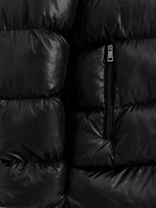 EURMUSE Manteau d'hiver pour hommes en tissu brillant de haute qualité, à capuche et coupe ajustée - Noir - Voir 6