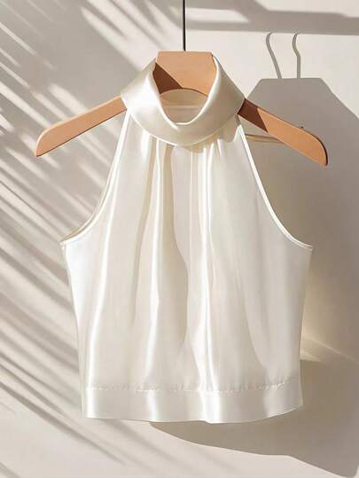 GlowEve 女式夏季休闲纯色 Polo 领无袖衬衫