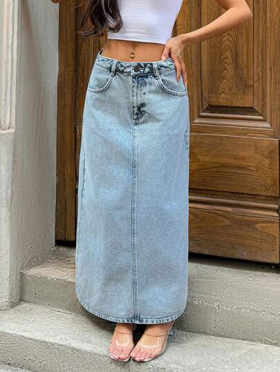 EURMUSE High Waist Snow Wash Ridig Denim Skirt Woman S Summer Clothes Women S Clothes