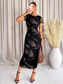 Lavishia Women's Fashionable Printed Short Sleeve Dress, Spring/Summer Women S Clothes Summer Dresses For Women