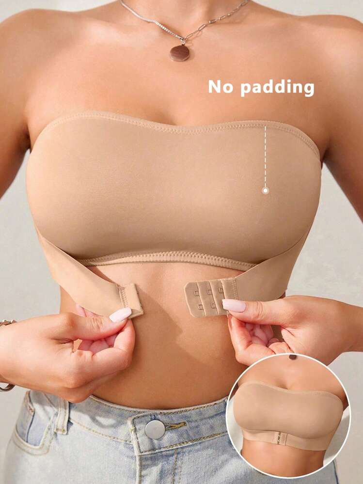 1 Stück Damen Push-Up Büstenhalter ohne Bügel mit Frontverschluss - Aprikosenfarben - Übersicht 1