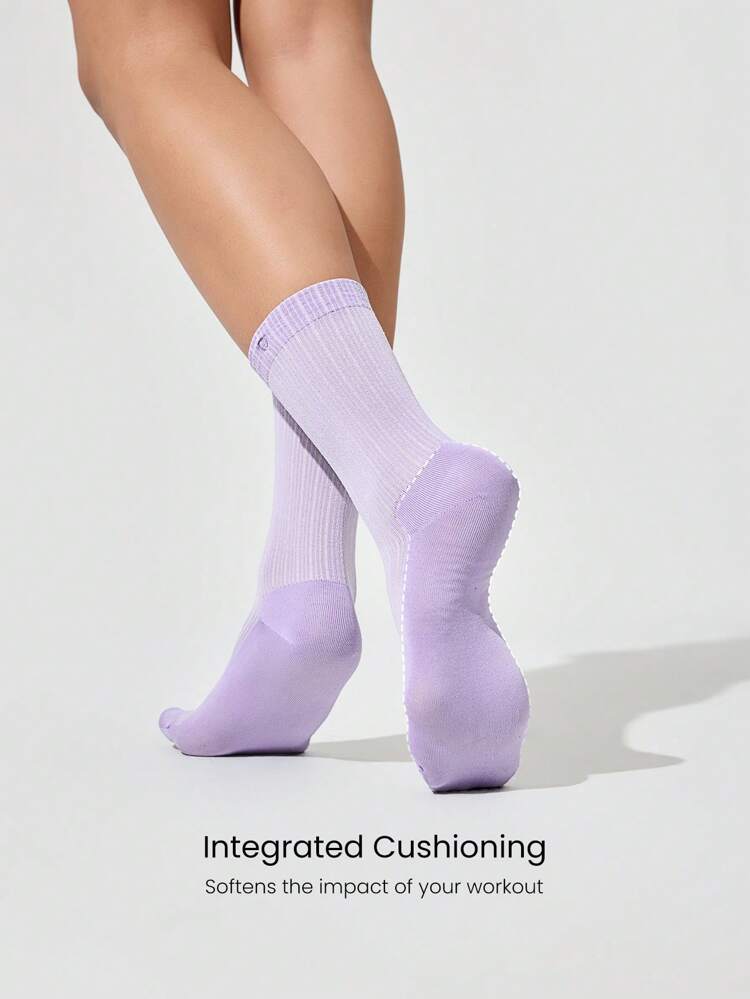 2 Pezzi Calze in tulle con flusso d'aria, leggere e traspiranti, con lavorazione a costine senza cuciture, con logo jacquard, adatte per palestra, studio, uso quotidiano e casual, abbigliamento attivo