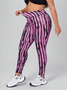 SHEIN Essnce 大码女式高腰条纹紧身休闲百搭牛仔裤 - 彩色 - 查看 6