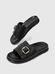 HighSole Sandali con zeppa e plateau da donna neri alla moda - nero - Visualizzare 4