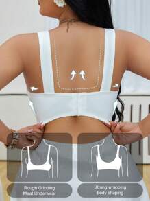 SHEIN Plus Size Women Lace Patchwork Underwire Bra, Lift - White - View 2