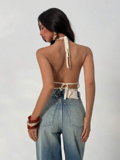 Aloruh Damen sexy einfarbiges trägerloses rückenfrei Träger Top für den Sommer
