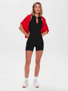 Musera Sport Stand Neck Cut Out Back Zip Through Seamless Sports Unitard Romper, Active, Workout, Gym, Padel, Tennis, Pickleball Gym Fitness Fall  Yoga Pilates Daily Casual