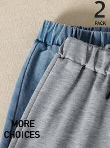 SHEIN 2 pezzi/Set: 1 Paio di Jeans di Denim + 1 Paio di Pantaloni Grigi in Maglia, Set Abbinato, Abbigliamento Casual e Confortevole Adatto per Uso Quotidiano, Attività all'Aperto, Viaggio, Scuola, Primavera/Estate