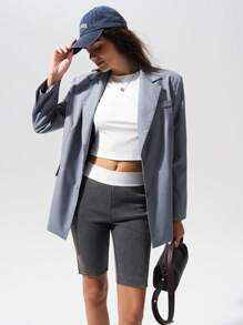 Menodora SHEIN Sport Quần legging thể thao dệt kim thường ngày cho nữ - Màu Xám nhạt - Xem 6