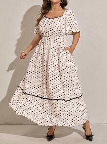 Comfylo 大码波点休闲连衣裙，通勤和户外，夏季 - 彩色 - 查看 2