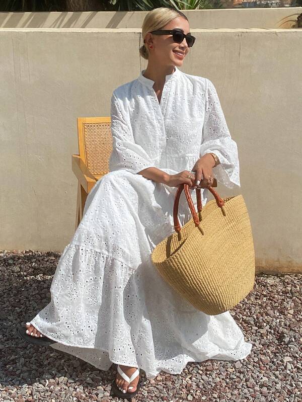 Livesso Vestido informal suelto de estilo vacacional de largo medio para mujer