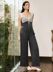 法式优雅蕾丝吊带背心女士睡衣套装