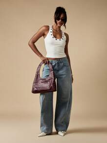 MISSGUIDED Wide Leg Barrel Jeans Y2K Style Vintage Relaxed Fit High Waisted Denim Pants Autumn Winter Fashion Statement Pants Casual Streetwear - Blue - View 5