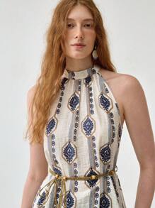 Florisole Top holgado sin mangas de estilo bohemio, versátil, de cuello de halter - Multicolor - Ver 5