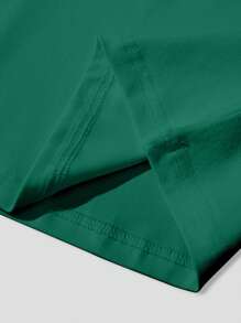 Manfinity Chillmode 男士纯色圆领休闲棕榈树图案无袖上衣，夏季 - 墨綠色 - 查看 6