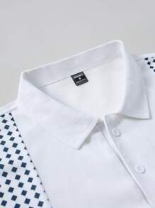 Manfinity Homme Áo thun Polo dài tay công sở thường ngày cho nam - trắng - Xem 4