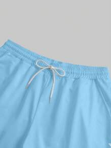 Manfinity Homme Plus Size Men 2pcs/Set Letter Graphic Round Neck Short Sleeve Casual T-Shirt And Drawstring Waist Shorts - Multicolor - View 6