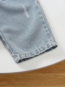 Young Boy Round Neck Print Graphic Tank Top Paired With Denim Jeans, Casual Personalized Outfit Suitable For Daily Life, Summer, Holiday, Summer, Travel, School, Campus, College - Multicolor - View 5